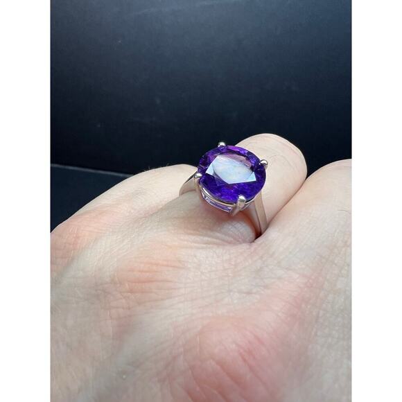 Vintage Samuel Aaron amethyst solitaire sterling silver ring size 7 - Picture 15 of 16